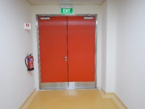 Red FRP Doors in an Infant formula facility.