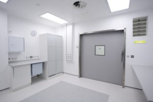 An X-ray door in an operating theatre.