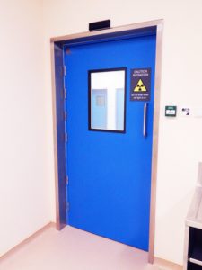 A blue X-ray door.