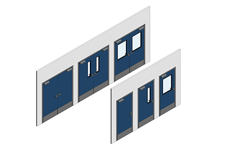 Modular cleanroom doors illustration.